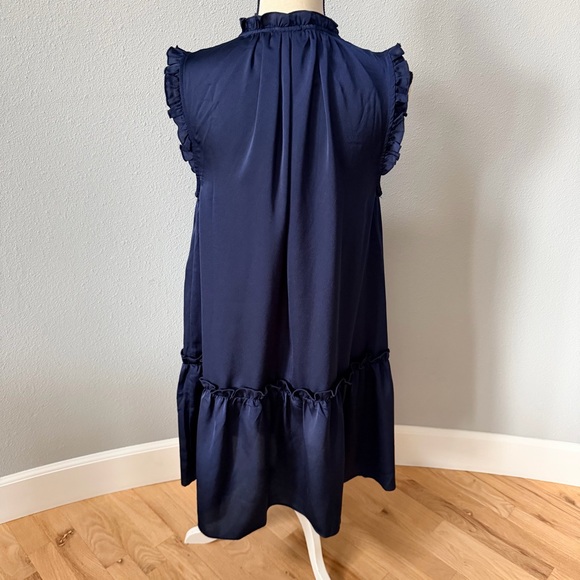 Halogen Navy Ruffle-Trim Sleeveless Button-Front Mini Dress - Picture 5 of 13